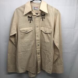 Vintage Bronco Western Shirt Size Medium Embroidered Saddles Size L 16/16.5